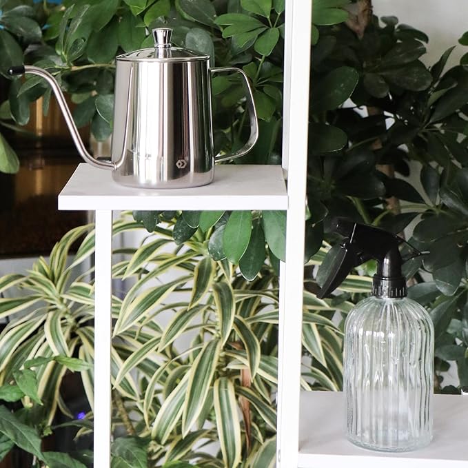 OFFIDIX Watering Can for Indoor Plants,Long Spout Metal Stainless Steel 21 oz Watering Can with 14 oz Glass Plant Mister Spray Bottle for House Plant Bonsai