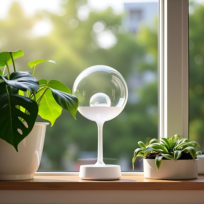 Plant Watering Globes, 2Pcs Plastic Plant Automatic Water Bulbs Flower Self Feeder Balls Irrigation Device Auto Waterer Planter Insert Stakes for Indoor Outdoor Garden Potted