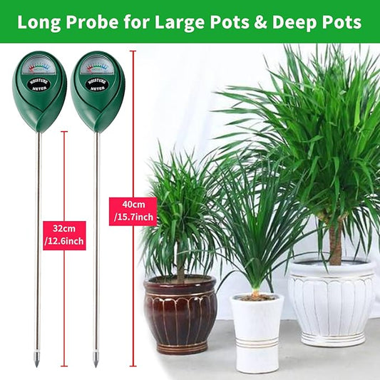 Extended Long Probe Soil Moisture Meter, 2 Pack Plant Water Meter Soil Meter Moisture Sensor Hygrometer for Indoor Outdoor Plant Care,No Battery Needed(Green)