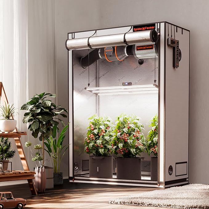 Spider Farmer Pro Series 4.6x2.3x6.6 Grow Tent, 55"x28"x80" with Roll-up Door, Observation Window Floor Tray, 2000D Thicken Mylar Canvas, 4x2 for Hydroponic Indoor Growing for SF2000, SE4500, G4500