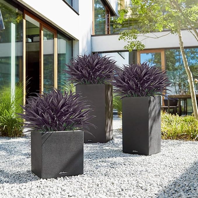 Ouddy Decor 20 Pcs Fake Outdoor Plants Artificial Grass Greenery Stems Faux Plastic Plants UV Resistant for Spring Summer Indoor Outside Garden Hanging Porch Patio Window Box Home Decor, Black Purple