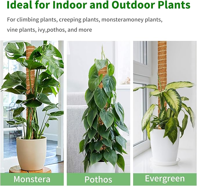 ALENEY Moss Pole, 4 Pack 17inch Monstera Plant Support Stackable Moss Poles for Plants, Coir Totem Pole Tall Moss Pole for Climbing Plants, Sphagnum, Indoor Potted Plants - Can Stacked Up to 56’’