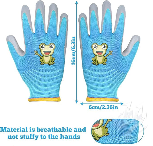 1 Pairs Kids Gardening Gloves, Youth Yard Work Garden Gloves, Children Rubber Coated Gardening Gloves for Boys Girls