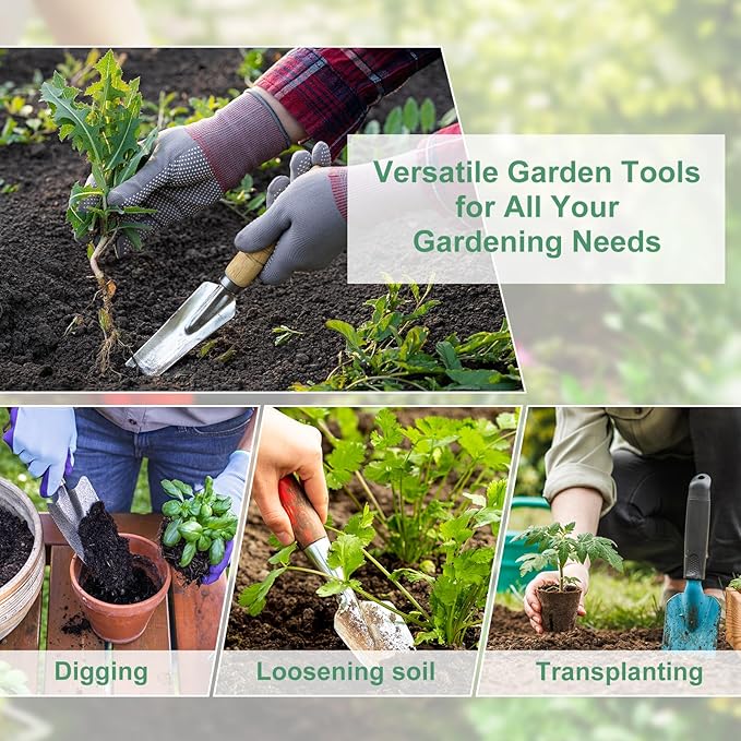 HARFINGTON Garden Hand Shovel 11.81" x 3.54" Digging Trowel Transplanting Garden Tools for Flower Soil Digging Planting Weeding Transplanting Garden