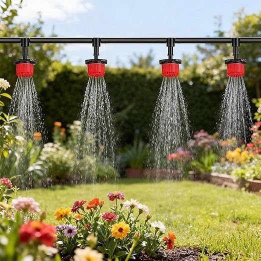 Garden Drip Irrigation Kit,98FT Greenhouse Micro Automatic Drip Irrigation System Kit with 1/4 inch Blank Distribution Tubing Hose Adjustable Patio Misting Nozzle Emitters Sprinkler