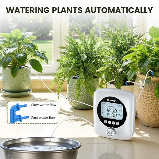 Automatic Plant Waterer for 30 Potted Plants - 98FT Dual Pumps Automatic Watering System, Vacation Self Watering Drip Irrigation System & Plant Watering Device with Programmable Water Timer