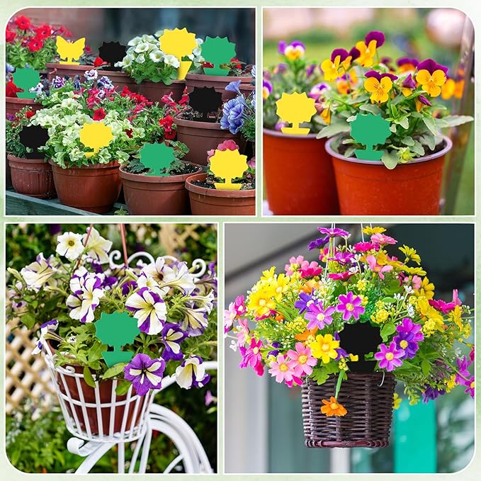 60 Pack Fruit Fly Traps Fungus Gnat Sticky Traps Yellow Black Green Plant Fly Stickers Double Side with Shovel for Indoor Outdoor Kitchen Garden Houseplant Flying Bug Insect (Flower)