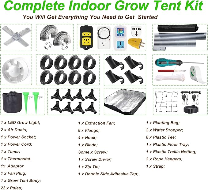 40"x40"x80" Grow Tent Kit Complete High Reflective Mylar Indoor Grow Tent +Portable Full Spectrum LED Grow Light Combo Hydroponics Indoor Plant Growing Tent Room (Full Grow Tent Kit-40"x40"x80")