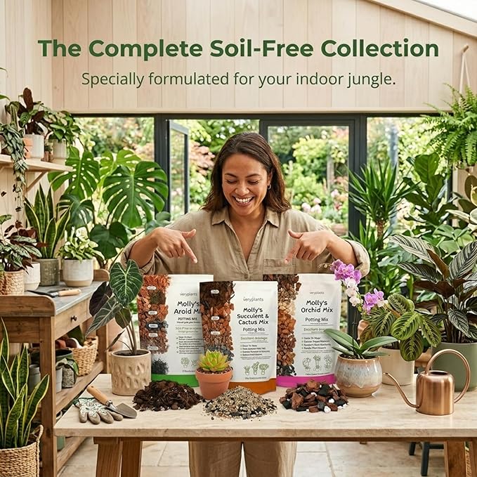 Molly's Aroid Mix - Premium Soilless Potting Mix for Houseplants - Fast Draining, Chunky & Easier to Water vs. Soil for Indoor Plants - with Bark, Coco Chips, Worm Castings, Mycorrhizae 10 Dry Quarts
