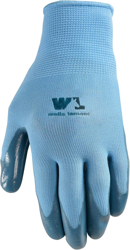 Wells Lamont Women's Blue Nitrile Coated Work and Gardening Gloves, Small (497S-400)