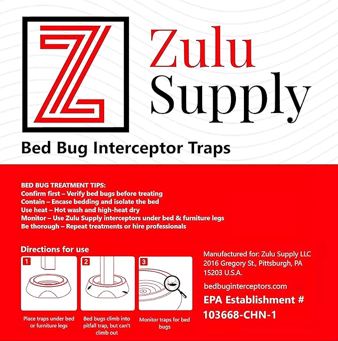 Bed Bug Interceptor Traps – White 4-Pack Passive Monitor & Detection Trap – Universal Fit for Bed & Furniture Legs – Reusable Non-Climbable Wall Pest Control Protection (White 4-Pack)