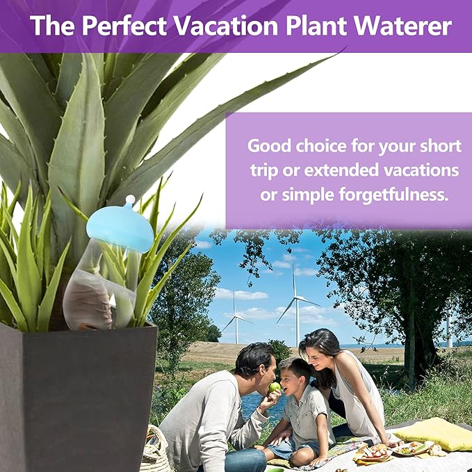 Self Watering Planter Insert - Plastic Plant Watering Globes, Large Volume Self Watering Globes, Durable Terracotta Watering Stakes Plant Waterer for Holiday Vacation
