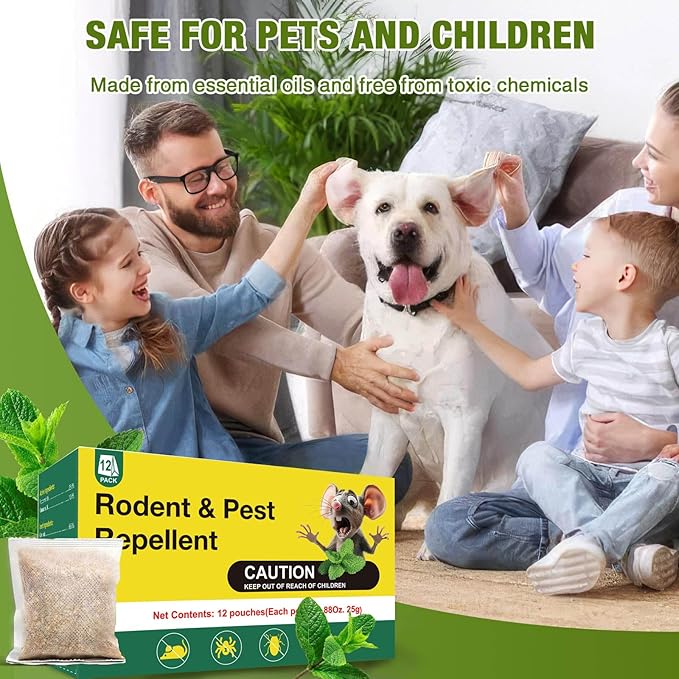 Pest Repellent Pouches 15Pack, Peppermint Oil Repellent for Mouse, Roach, Rodent, Spider, Ant, Mice, Rats, Pest Control Indoor & Outdoor