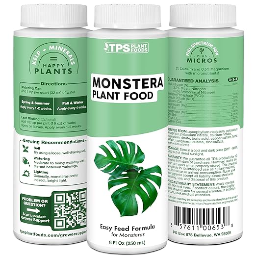 Monstera Plant Food – Liquid Fertilizer for Bigger Split Leaves, Lush Growth & Strong Roots, 1 Gallon