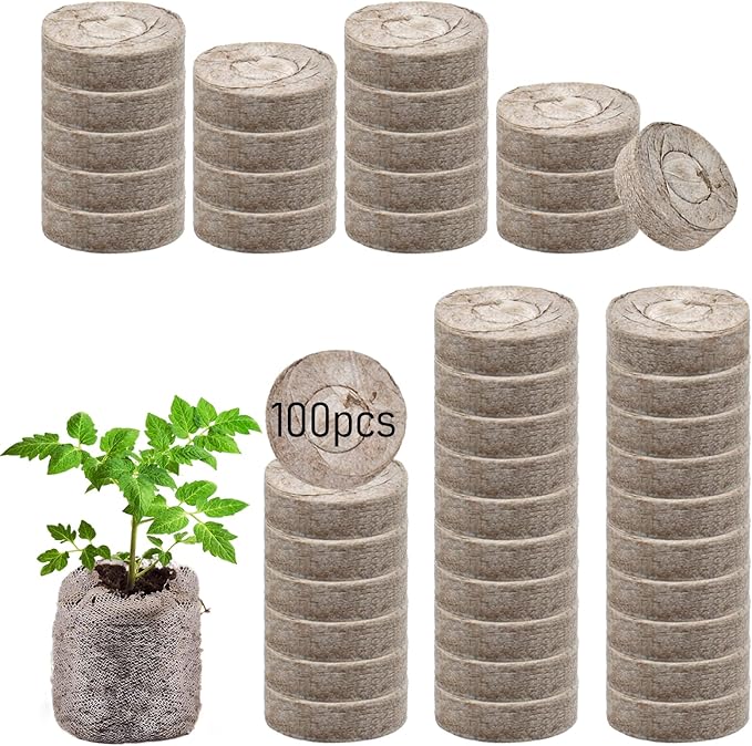 Legigo 100 Pcs 36mm Seed Starter Peat Pellets for Seedlings- Compressed Seed Starter Pods Seed Starting Pellets Plugs Soil Peat Pods for Starting Seeds, Garden Planting Herb Flower Vegetables