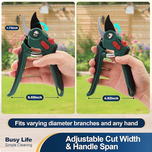 Yocada Garden Pruning Shears 2 Pack Garden Clippers Steel Shears Scissors for Gardening Sharp Handheld Heavy Duty Hedge Plant Branch Clippers Scissors Pruners Tools