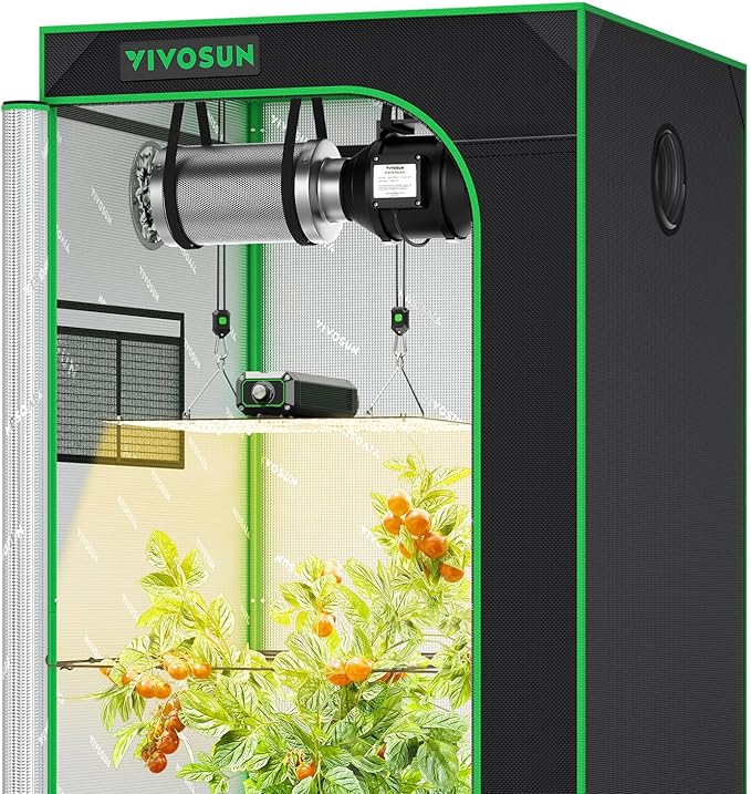 VIVOSUN Grow Tent Kit, 2.7 × 2.7ft Complete Grow System, WiFi-Controlled Grow System with Full Spectrum LED Grow Light, Automatic Ventilation, GrowHub Outlet A22 with Temperature and Humidity Sensor
