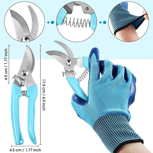 WILLBOND Floral Arrangement Kit, Valentine Rose Thorn Stripper Tool Garden Pruning Shears Scissors Rose Thorn Remover Pruner Trimmer Gloves Tapes Florist Garden Tool Gift Kit for Women(Blue)