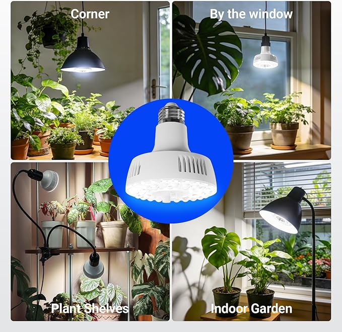 Barrina Orbgrow OG11A Grow Light Bulbs for Indoor Plants, Integrated Dimming & Timing, 5000K 22W(2 x 11W, 200 Watt Equiv), E26 Plant Light Bulb, Full Spectrum for Seeds and Greens, 2 Packs, White