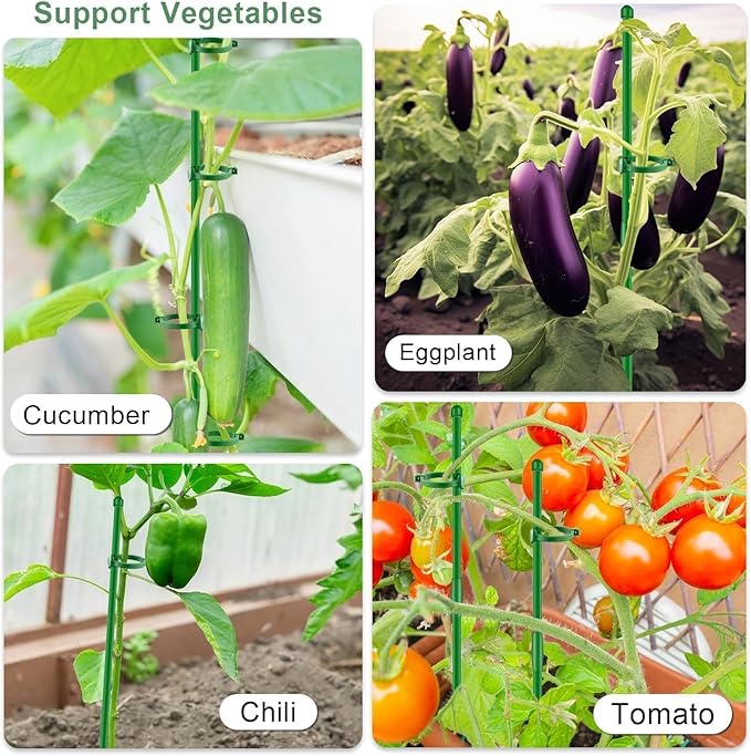 Plant Stakes 17 inch SupKing Support Stick Orchid Stakes with Clips 10Pcs Garden Plant Poles Extended to 3/4/5ft for Indoor Outdoor Potted Tomato Rose Amaryllis Vegetables Monstera -10pcs