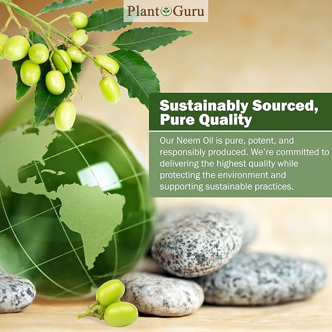 Plant Guru Neem Oil 2 fl. oz. – Unrefined Cold Pressed 100% Pure Natural – Nourishing for Skin, Hair, and Scalp – Hydrating and Moisturizing.