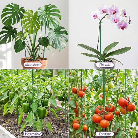 Nogeqi 20 Pack Adjustable Plant Support Stakes,Orchid Stakes and Clips,Plant Holder Stick for Garden,Plants Supports for Tomato Rose Outdoor Indoor Plants(with 10 Extenders)