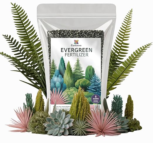 Gardenera Evergreen Fertilizer – All-Purpose Granular Plant Food for Outdoor Trees and Shrubs, Azaleas, Magnolias, Pines & Arborvitae – Slow-Release Formula (5 Quarts)