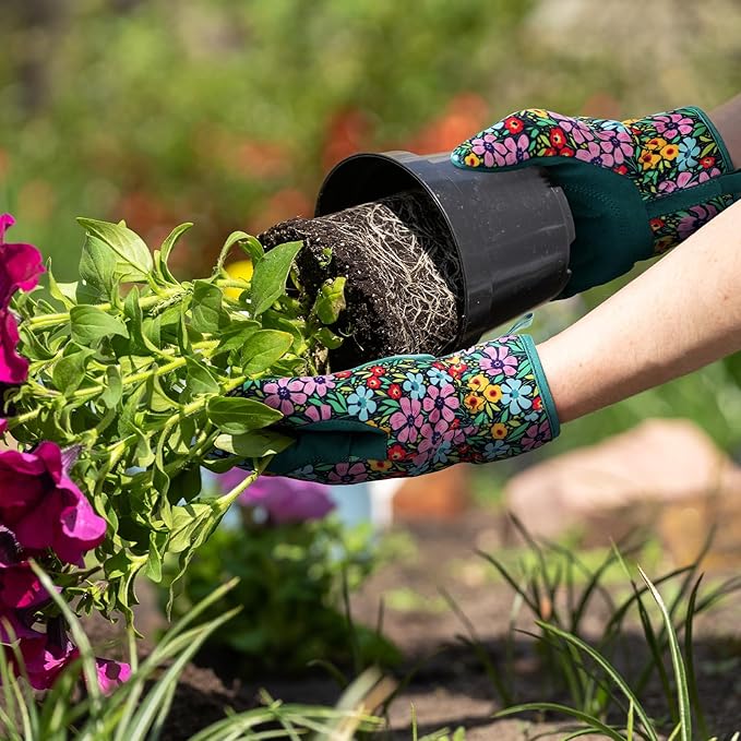 Trifabricy Gardening Gloves for Women, Breathable Leather Garden Gloves with Grip, Thorn-Proof Puncture-Resistant Work Gloves