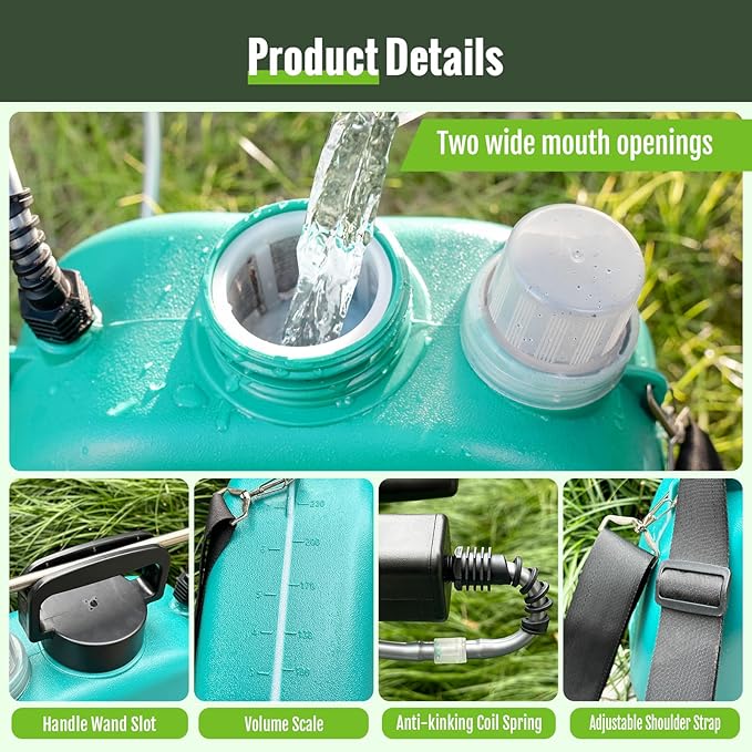 SideKing Battery Powered Sprayer 2 Gallon, Electric Weed Sprayer with 3 Adjustable Spray Pressures, Battery Indicator, Telescopic Wand and 4 Nozzles, for Garden, Lawn, Yard & Plants Care