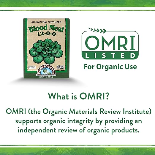 Down To Earth All Natural Fertilizers Organic Blood Meal - High Nitrogen Plant Food for Green Growth 12-0-0, 0.5 lb