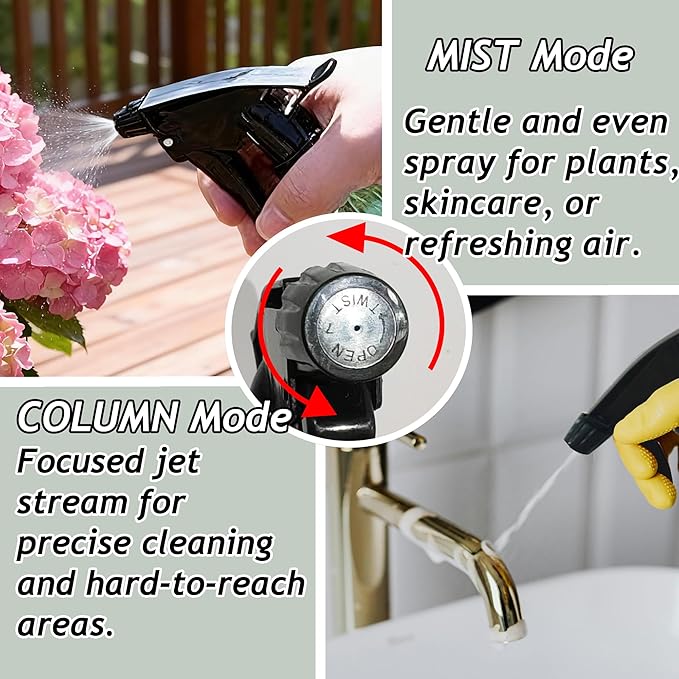 Glass Handheld Spray Bottle, 13.5oz Refillable Plant Mister Bottle 2 Pack, Water Spray Bottle with Adjustable Mist Nozzle for Outdoor Gardening, Indoor Flowers, Cleaning, Hair & Pets Care (Grey)