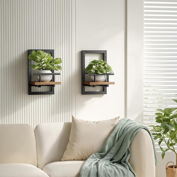 Sbosbo bosbo Floating Shelves for Wall, Plant Shelf Indoor, Wall Planters for Indoor Floating Plant Shelves for Bedroom, Living Room, Kitchen, Office, Bathroom Decor (3 Pack)