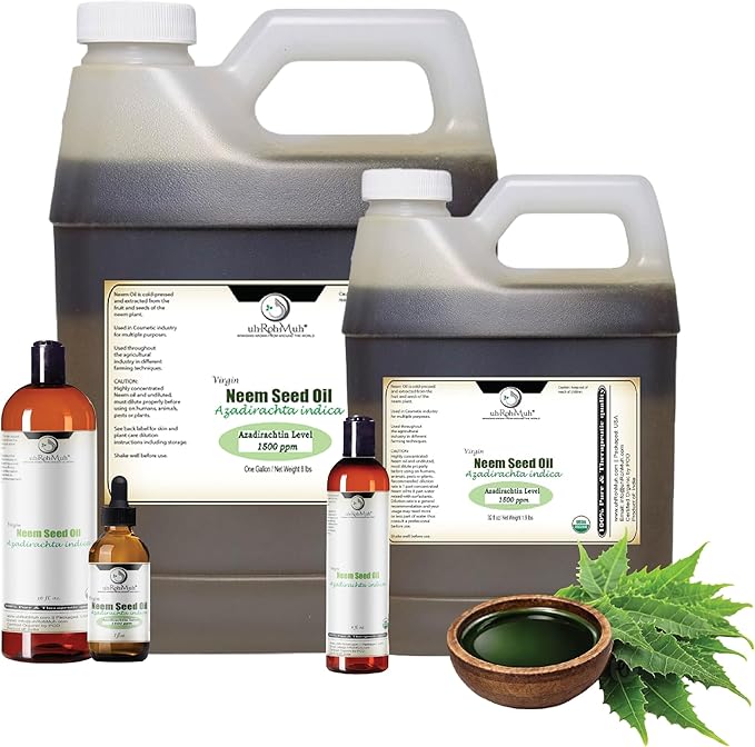 Pure Virgin Organic Neem Oil for Skin, Hair & Face - 100% Natural & Unrefined Neem Oil for Plants - Cold Pressed Seed Oils - Safe for Dog, Scalp & Hair Growth - 1 Fl Oz