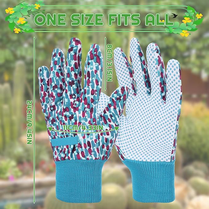 4 Pairs Gardening Gloves for Women Breathable Floral Garden Gloves with Non-Slip Grip Work Glove for Weeding Planting