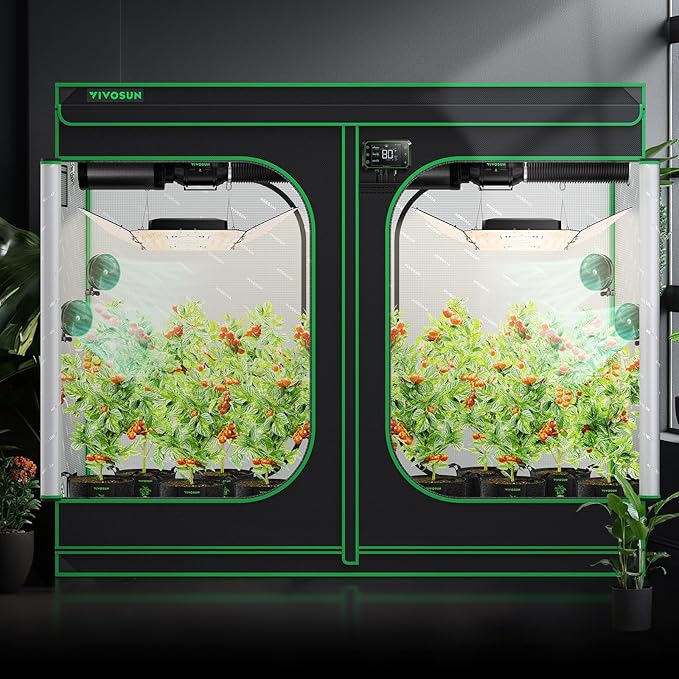 VIVOSUN S848 4x8 Grow Tent 96"x48"x80" High Reflective Mylar Tents with Observation Window and Floor Tray for Hydroponics Indoor Plant for VS4000/VSF4300