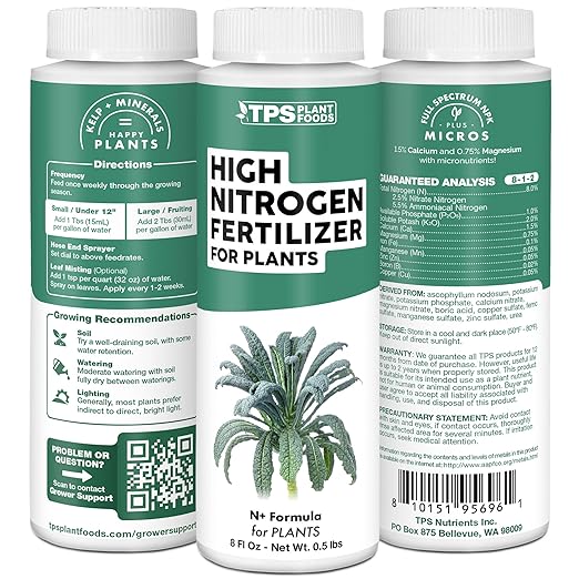 High Nitrogen Fertilizer for Plants – Liquid Plant Food for Rapid Green Growth, Deep Leaf Color & Strong New Foliage, 1 Gallon