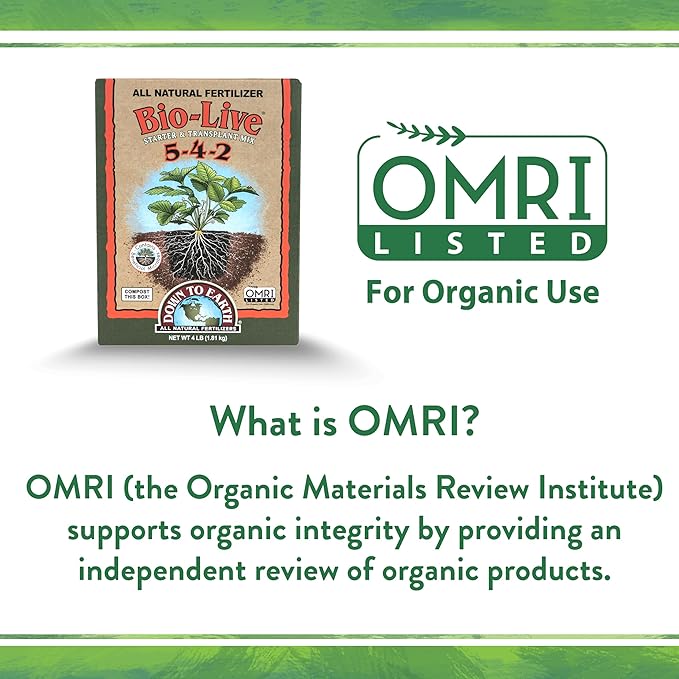 Down To Earth All Natural Fertilizers Organic Bio-Live Starter & Transplant Mix with Mycorrhizal Fungi and Benefical Microbes for Plant Food 5-4-2, 4 lb
