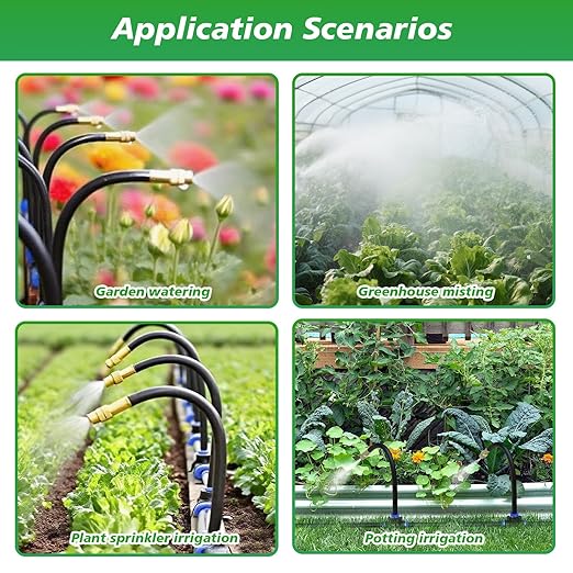 360° Adjustable Drip Irrigation System - Garden Watering System 50FT with 15 Nozzles, Drip Irrigation Kit for Garden, Yard, Lawn, Greenhouse, Plants, 5/16 inch Hose