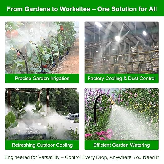 150FT Drip Irrigation System for Garden – Automatic Watering Kit with Solid Brass Metal Connectors, 360° Bendable Tubing &50 Adjustable Nozzles for Greenhouse, Lawn, Yard & Plants