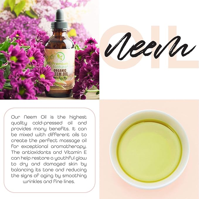 Premium Nature Organic Neem Seed Oil Bundle - 4 oz Glass Dropper + 32 oz Multipurpose Refill, Cold Pressed, Unrefined, 100% Natural