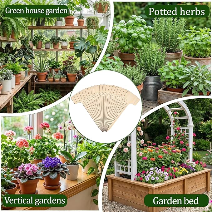 Thinp 20 Pcs T-Type Plant Labels, Bamboo Garden Labels Long Wooden T-Shape Plant Name Tags Garden Markers Sign-Plant Name Stakes for Seedling Vegetable Flowers Planting (6 X 18 cm)