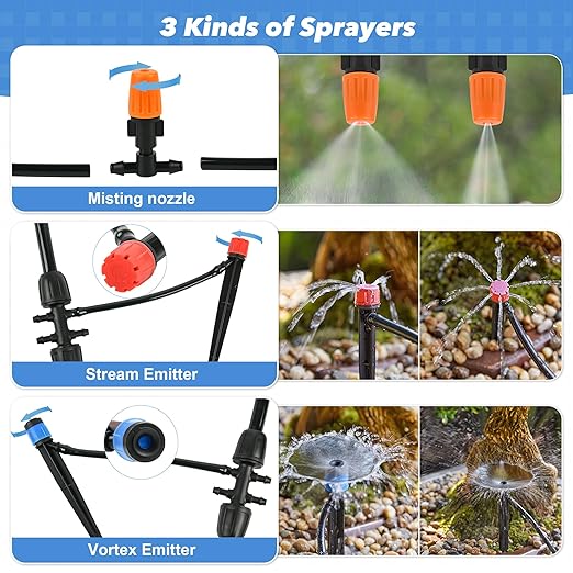232FT(en) TATA Drip Irrigation System Automatic Garden Irrigation System Kit - Smart Drip & Sprinkler Watering System for Lawns, Flower, Vegetable Gardens -Water-Efficient Quick-Connect Fittings