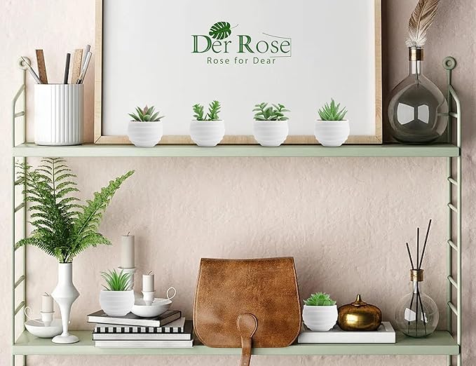 Der Rose 9 Pack Fake Plants Small Realistic Succulents Plants Artificial for Home Room Decor Indoor