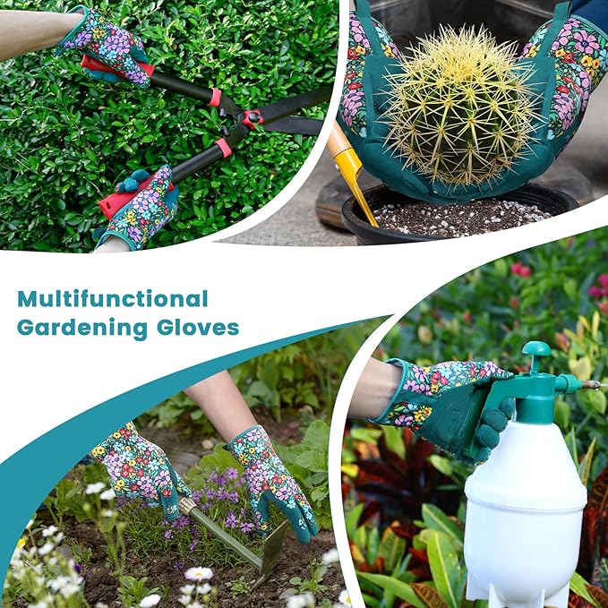 fauson Gardening Gloves - Gardening Gloves for Women Firm Grip Breathable Garden Gloves Thorn Proof for Digging, Planting