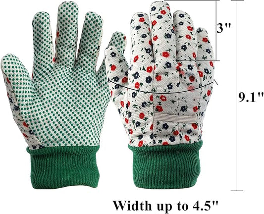 Yopay 6 Pairs Gardening Gloves for Women, Soft Jersey Garden Glove, Rubbuer Dots Cotton Working Gloves for Men, Planting, Seeding, Fishing, Restoration Work, 3 Colors