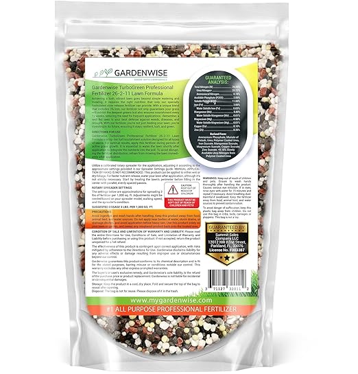 Gardenwise TurboGreen: Premium Lawn Fertilizer with Iron - Advanced Nitrogen & Iron-Rich Formula for Lush Growth | Eco-Friendly Grass Fertilizer for Spring & All Seasons | Slow-Release (10 QUARTS)