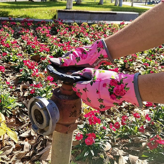 YRTSH Leather Gardening Gloves for Women, Flexible Breathable Garden Gloves, Thorn Proof Working Gloves for Weeding, Digging and Pruning, Small, Pink