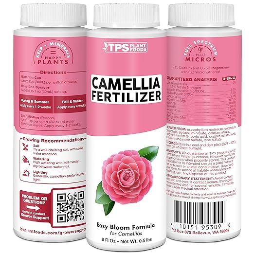 Camellia Fertilizer – Liquid Plant Food for More Blooms, Rich Green Leaves & Stronger Root Development, 8 oz