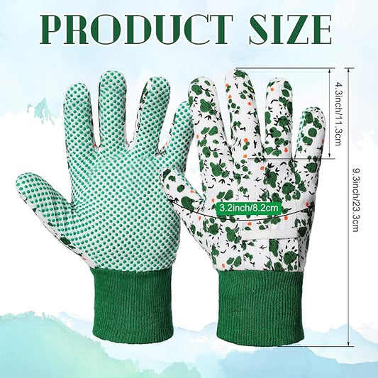 Queekay 8 Pairs Garden Gloves for Women Floral Gardening Gloves Breathable Cotton with Grip
