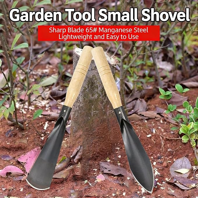 Heavy-Duty Manganese Steel Trowel Garden Tool - 2Pck Hand Trowel with Wooden Handle, Ideal for Planting, Digging, Transplanting, Lightweight Garden Shovel Hand for Indoor/Outdoor Use